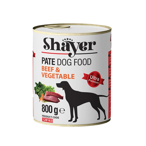 کنسرو غذای سگ با طعم گوشت و سبزیجات شایر Shayer Pate With Beef & Vegetable وزن 800 گرم
