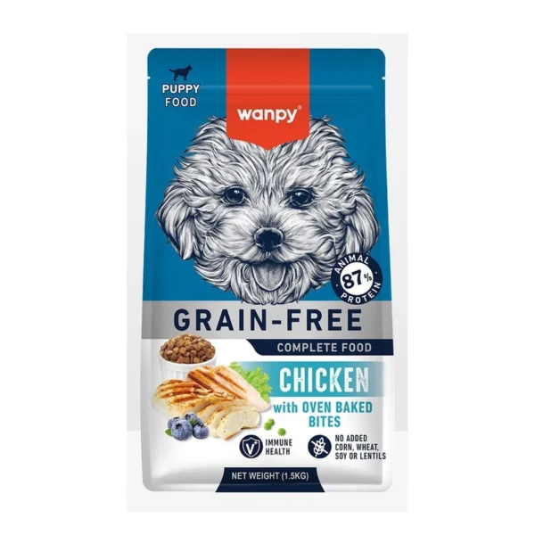 غذا خشک توله سگ پاپی ونپی مدل GRAINFREE طعم مرغ وزن 1.5 کیلوگرم